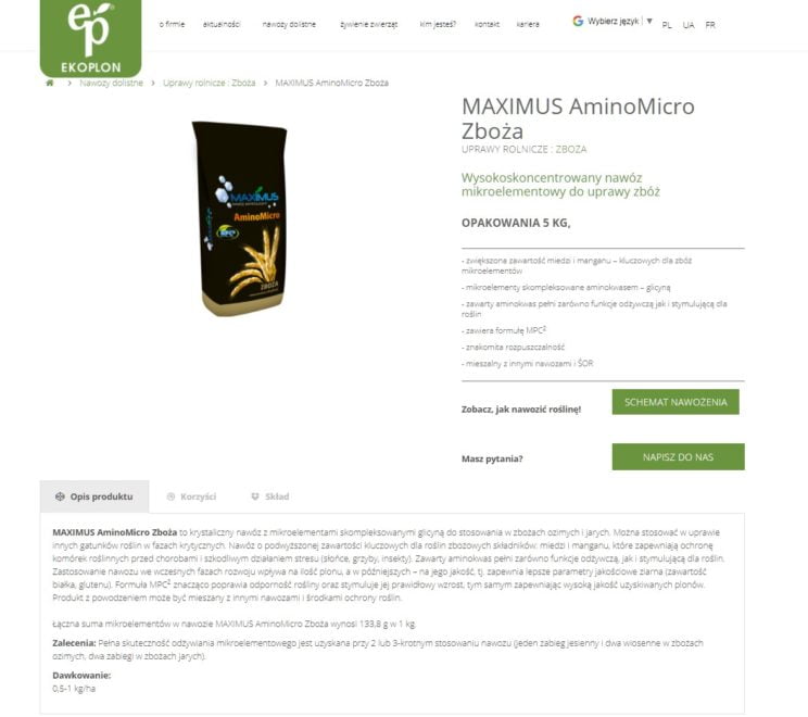 prezentacja produktów na stronie www